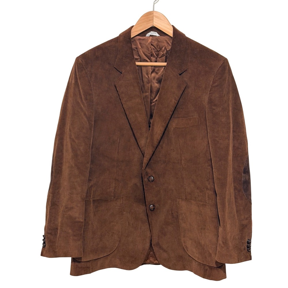 Barrage California Mens 42R Brown Corduroy Blazer Elbow Patches Vintage Jacket